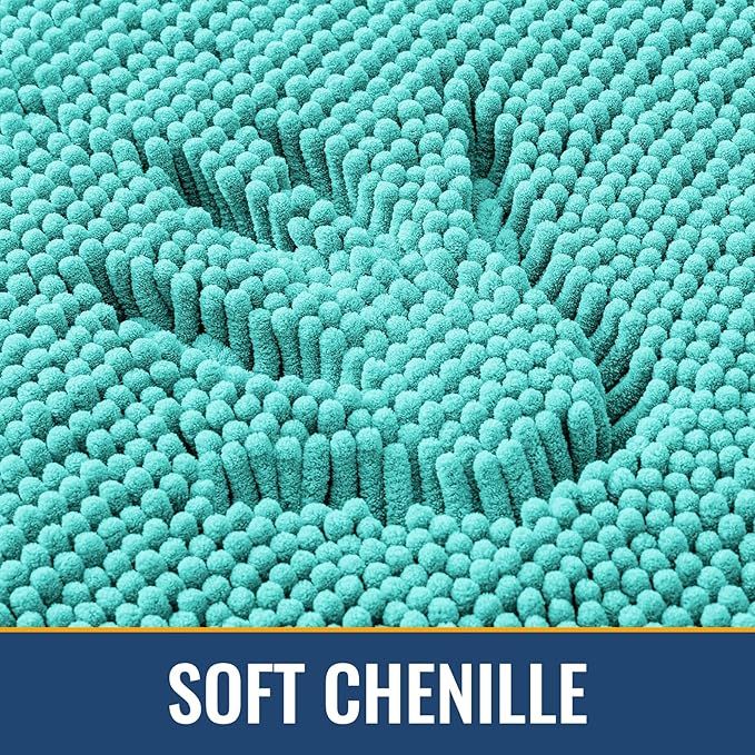 Arotive Bathroom Rugs 30x20, Extra Soft Absorbent Shaggy Chenille Bath Rugs, Machine Washable Rubber Backing Non-Slip Bath Mats for Bathroom Floor Tub and Shower, Home Decor Accessories, Turquoise