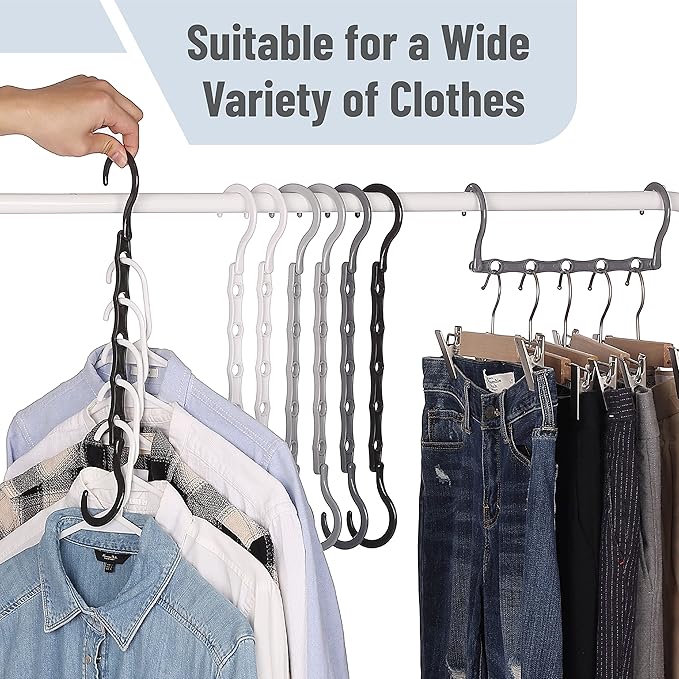Mr. Pen Space Saving Hangers - 8 Pack Mixed Color Space Saver Shirt Hangers, Black, Gray, White