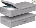 punemi Under Bed Storage With Lids, 2 Pack Large Underbed Storage Containers Clothes W/ 3 Handles, Foldable Low Profile Stackable Drawer Organizer Bins Box for Blanket Shoe Bedroom, 31.1*15.7*6inch