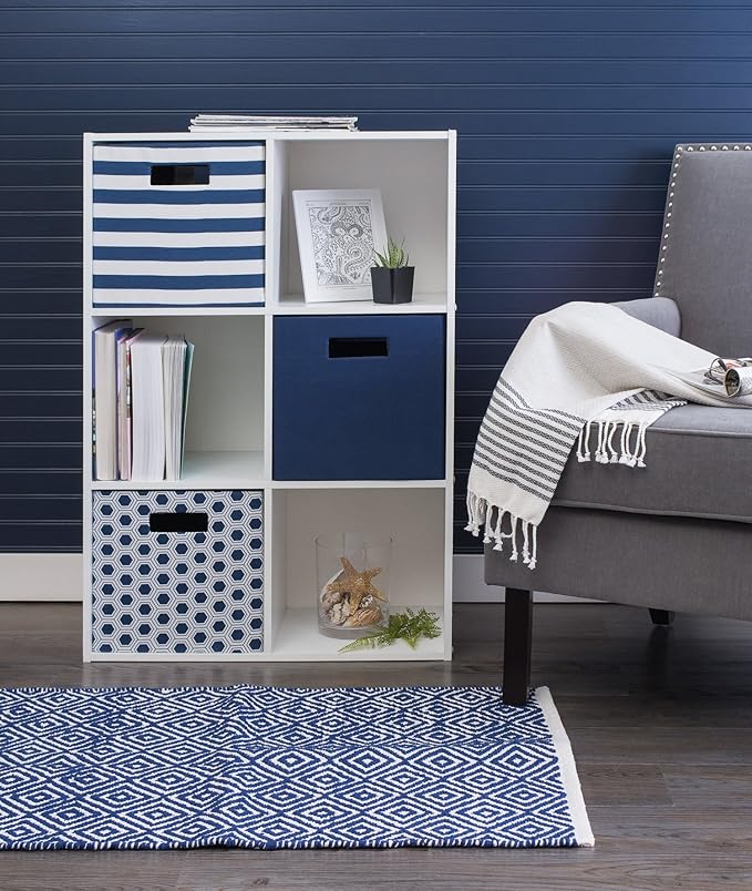 DII Poly-Cube Storage Collection Hard Sided, Collapsible Solid, Small, Nautical Blue