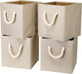 i BKGOO Foldable Storage Cube Bins Dark Grey Bamboo Fabric Collapsible Resistant Basket Box Organizer with Cotton Rope Handle for Home Office and Nursery 10.5x10.5x11 inch