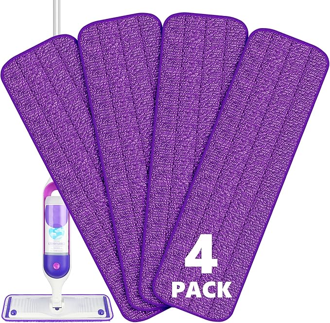 4X Reusable Pads Compatible with Swiffer PowerMop, 15" Microfiber Power Mop Replacement Refills Spray Mop Heads Washable Pad Dry Wet Mopping or Floor Cleaning