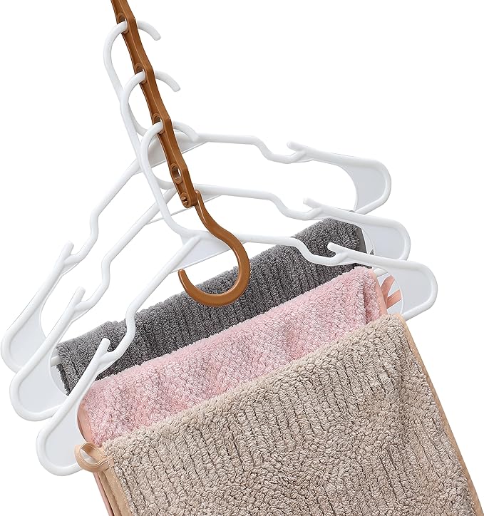 Mr. Pen- Space Saving Hangers for Clothes, 8 pcs, Autumn Colors, Plastic Multi Clothes Hangers Space Saving, 5 Slots, 360° Rotating Hooks