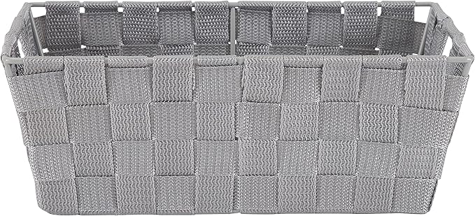 Simplify 2 Pack Small Woven Storage Shelf Basket | Organization | Bathroom | Accessories | Heather Grey