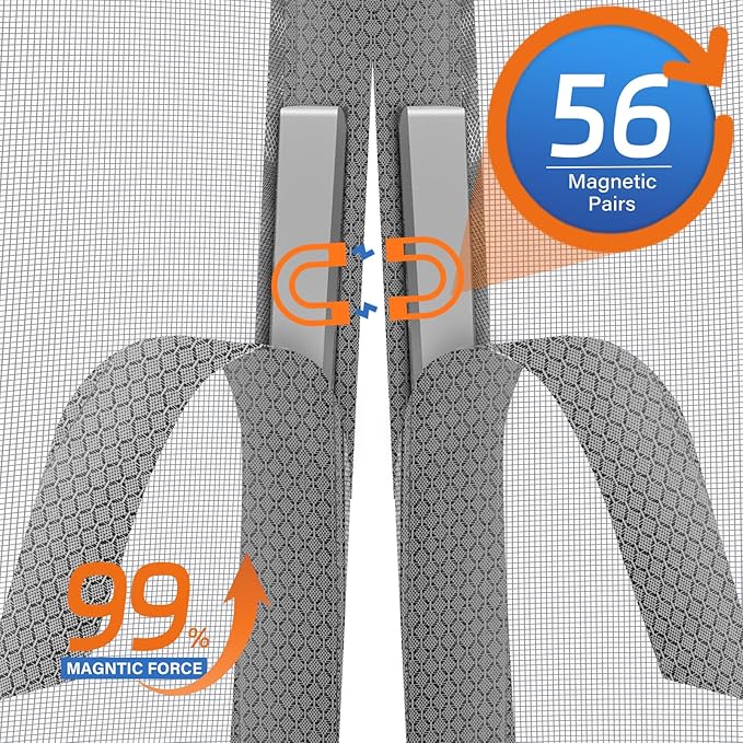 Magnetic Screen Door Upgraded PET Mesh Stronger Than Fiberglass and Polyester,Hands Free,Keeps Bugs Out,Pet & Kid Friendly,Suitable for Sliding Door,Large Patio Door and French Door-64''x80''