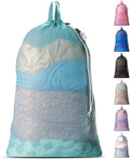 Large Mesh Laundry Bags - Heavy Duty with Handles & Drawstring - Machine Washable Net Laundry Sacks for College Dorm, Camp, Travel, Bedding & Clothes Storage (Teal)