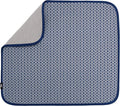 S&T INC. Dish Drying Mat, 16” x 18”, Absorbent Microfiber Kitchen Counter Mat, Dish Drying Pad for Dishes, Utensils, Pots and Pans, Large, Blue Stockinette