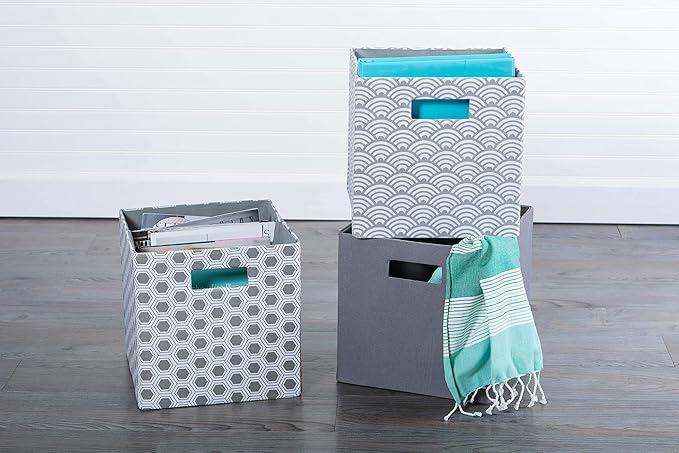 DII Poly-Cube Storage Collection Hard Sided, Collapsible Solid, Large, Gray