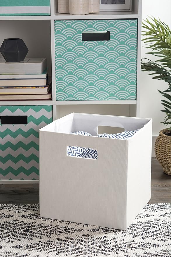 DII Poly-Cube Storage Collection Hard Sided, Collapsible Solid, Large, Off White