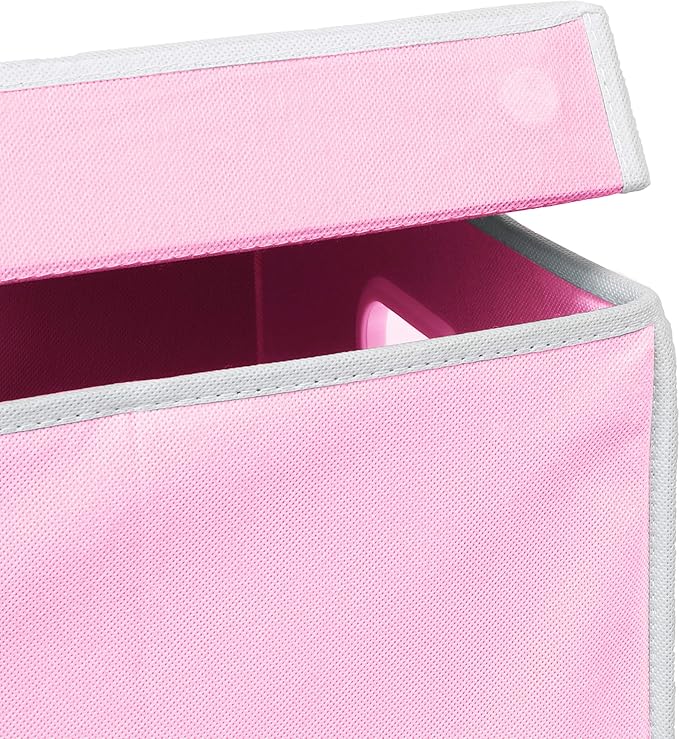 Simple Houseware Foldable Laundry Hamper Basket with Lid, Pink