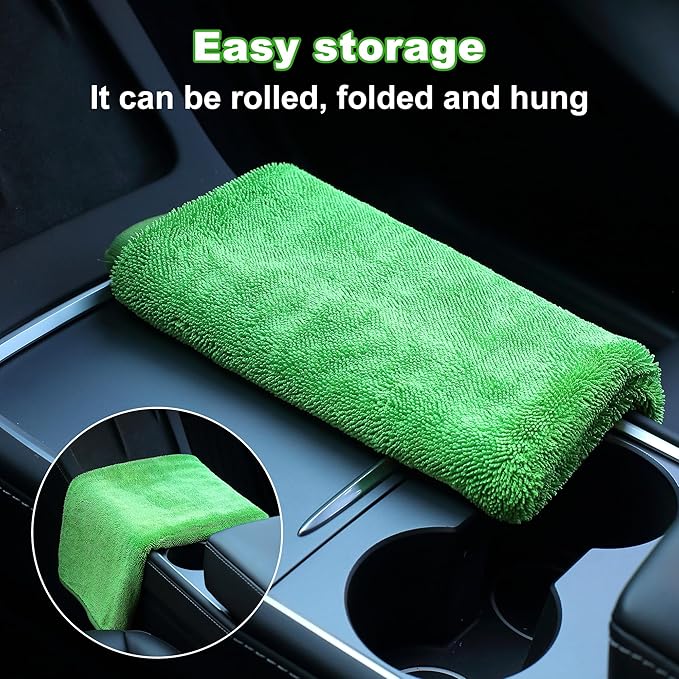 JOYMOOP Microfiber Towels for Cars, 2 Pack 35.4" x 23.6" Car Drying Towel, Green Reusable Car Towel, Quick Drying Car Microfiber Cleaning Cloth for RVs, SUVs, Trucks