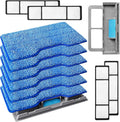 KEEPOW Reusable Mop Replacement Pads Compatible with Shark Vac Mop VM252 VM200 VM401 VM180 VM252GN VC205 VM250, Vacuum Mop Pads Refills for Hardwood Floor with Upgraded Dirt Chamber, Blue, 6+4+2 Pack