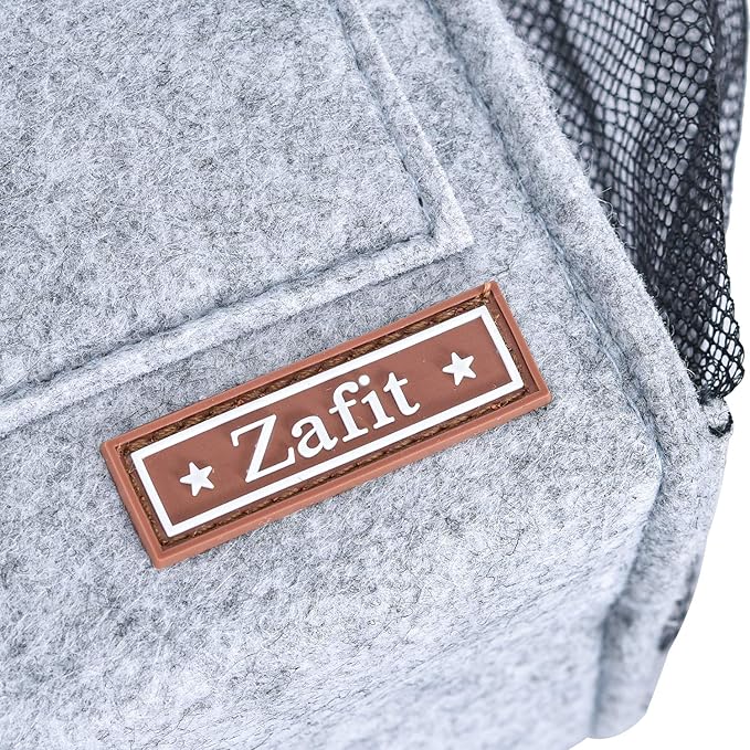 Zafit Bedside Caddy, Large Size Storage Organizer with 8 Pockets - Perfect for Magazine, Remotes, Phone (13.4'' x 18.1'', Light Grey)