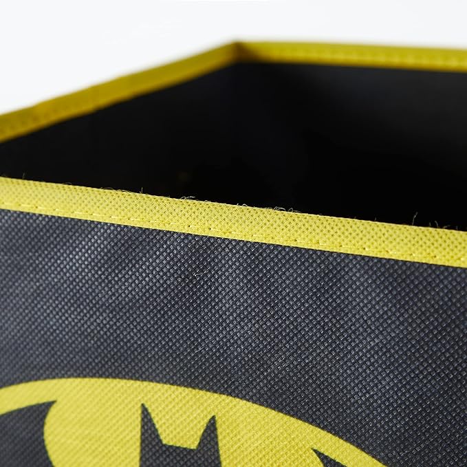 Batman Collapsible Storage Cubes – Set of 2 Foldable Fabric Bins for Kids – Organizer Boxes with Iconic Logo – Closet & Toy Storage – Black Superhero Cube Containers