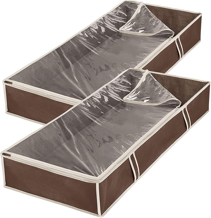 Whitmor Zippered Underbed Bags Java Set of 2 Pieces