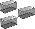 Set of 3 Household Wire Mesh Metal Steel Storage Basket Organizer CD Storage Boxes Organizer Bin Container Tote with Handles for Home Office 10.5" x 5.5" x 5.5"