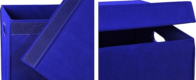 Simple Houseware Foldable Laundry Hamper Basket with Lid, Dark Blue