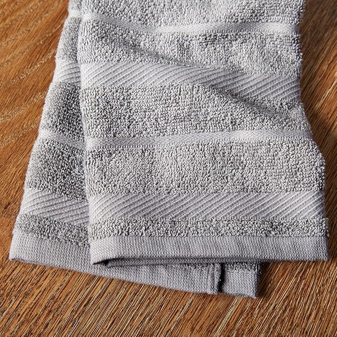 KitchenAid Albany Kitchen Towel Set,Grey/White,16"x26",4 Count (Pack of 2)