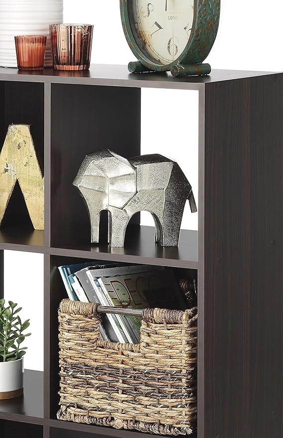 Whitmor 9 Cube Storage Organizer, 3 Tier Stackable Mdf Wood Bookcase, Open Storage Display Bookshelf, Storage Cabinet for Living Room, Bedroom, Home, Office, 35.5"L x 11.7"W x 35.5"H, Espresso
