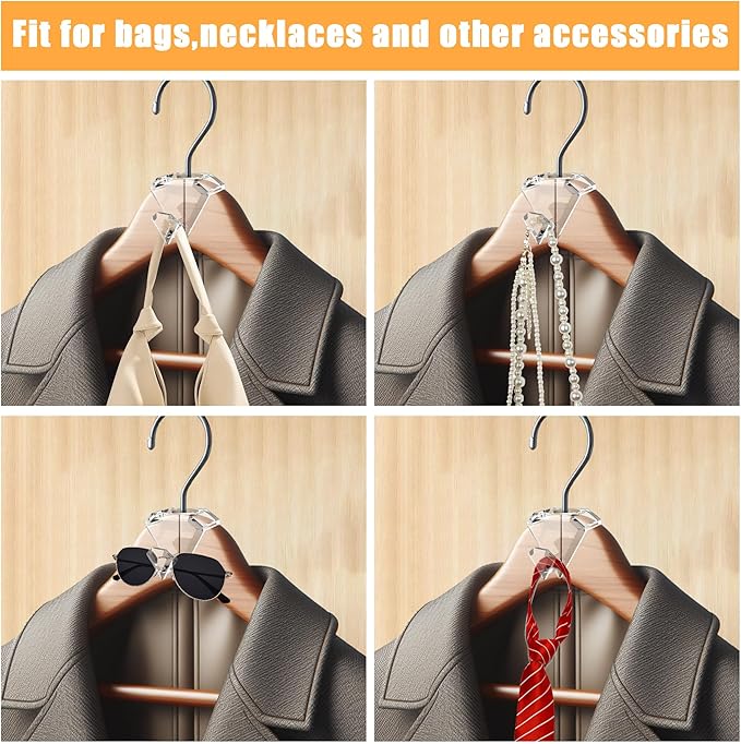 SLMT Space Saving Hanger Hooks 30 Pack, Clear Clothes Hanger Connector Hooks, Dorm Room Essentials, Closet Organizers and Storage (Clear)