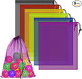 6 Pcs Mesh Bags Drawstring, 14x17 Inch with Lock, Multipurpose Storage Bags for Gym, Balls, Beach, Laundry (Multicolor)