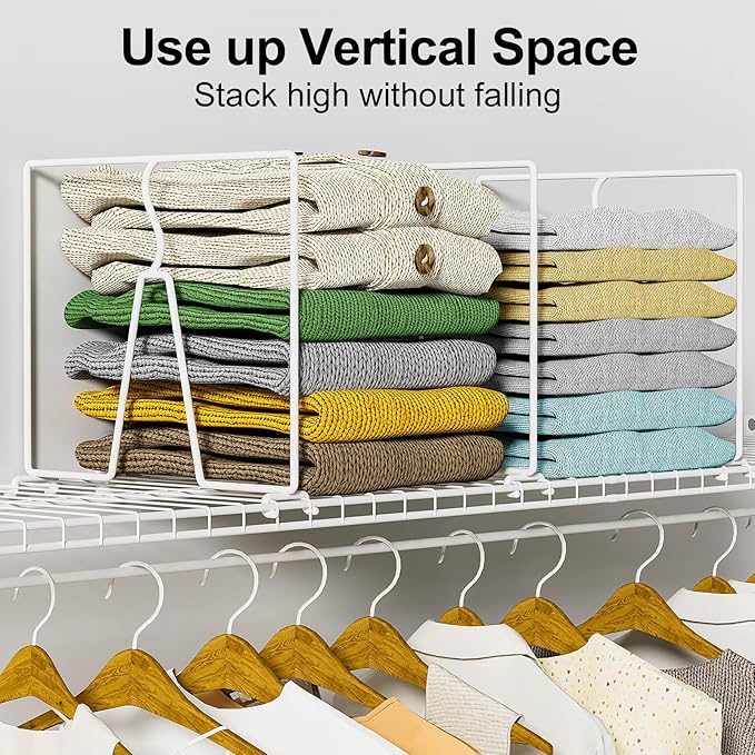 Wire Shelf Dividers for Closet: Tall 12 Pack 12-inch Deep Wire Rack Accessories - Adjustable Purse Organizer for Clothes Handbags - Metal Pantry Separators