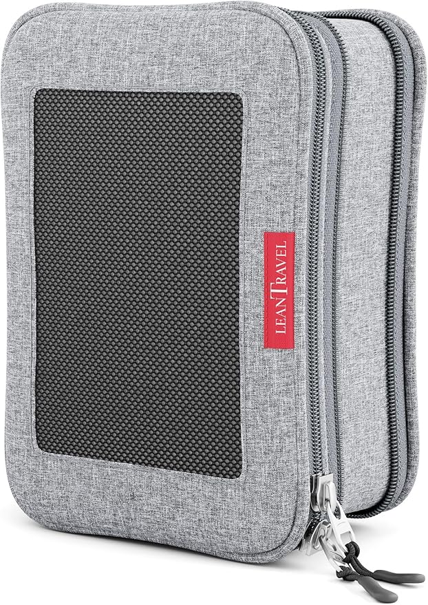 LeanTravel Compression Packing Cubes for Travel Organizers with Double Zipper (1 small piece, Grey)