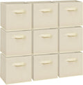 Easi Storage Cubes, 11 Inch Storage Bins, Set of 9, Foldable Fabric Cube Storage Organizer With Handles, Closet Cube Storage Bins, Collapsible Cubby Storage Organizer for Shelves,Offices, Beige