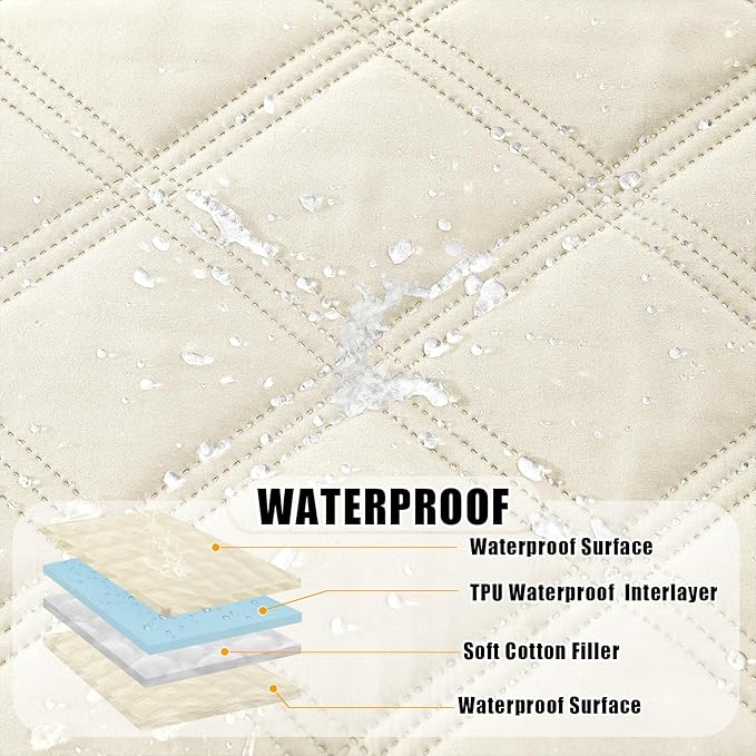 Smiry Waterproof Dog Bed Cover Blanket 40x70, Soft Reversible Pet Blanket, Washable Leakproof Cats Dogs Couch Cover for Sofa, Couch, Furniture, Lattice, Beige/Beige