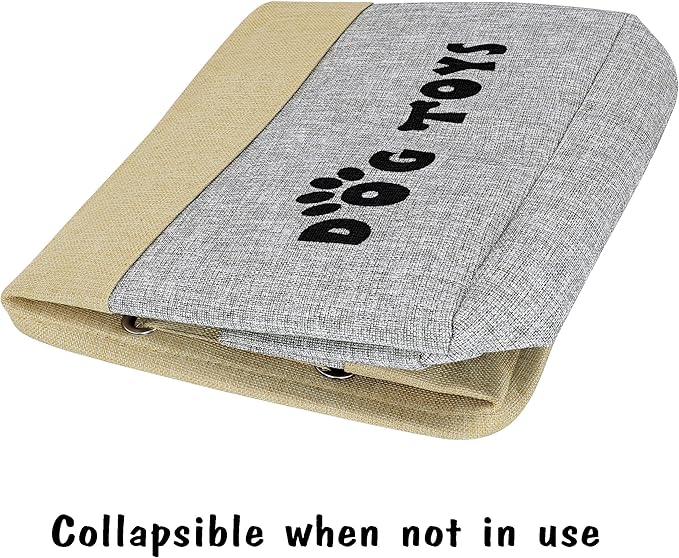 PET ARTIST Large Dog Toy Basket Bin - Rectangular Storage Box Chest Organizer for Dog Toys,Coats,Clothing,Apparel & Accessories & Blanket,Gray,15"x13"x12"