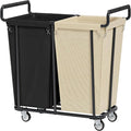 Large laundry hamper with Wheels, 2 Bag 360L Big Rolling Laundry Basket Sorter Cart, Extra Large Laundry Clothes Hamper, Heavy Duty Laundry Basket Organizer for Laundry Room,Bathroom