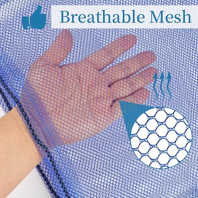 6 Pcs Mesh Bags Drawstring, 14x17 Inch with Lock, Multipurpose Storage Bags for Gym, Balls, Beach, Laundry (Blue)