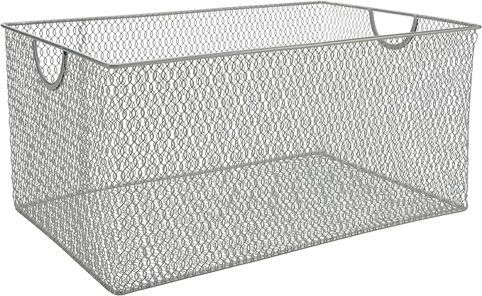 YBM HOME Kitchen Pantry Organizer Wire Basket for Shelves, Cabinets, Pantry, Countertop, Mesh Open Storage Bin Metal Basket for Organizing Food Supplies, 14.5x9.25x7