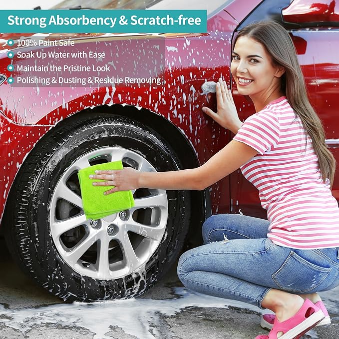 HOMERHYME Microfiber Cleaning Cloth, 12 Pack Cleaning Rags, 12" x 12" Microfiber Towel, Lint Free Non-Abrasive Dusting Cloth, Microfiber Towels for Cars Kitchen Garage House Office