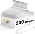 Quality Hangers Plastic Hangers for Clothes | 200 Pack - Heavy Duty Space Saving Crystal Clear Acrylic | 360 Degree Swivel Hook and Notches | 17.5 Inch