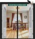 Adjustable Magnetic Screen Door Fit Door Size Width 70" - 74" Height 80" - 82", DIY Widen Heavy Duty Door Net Screen Mesh with Strong Magnet for Sliding Glass, Black