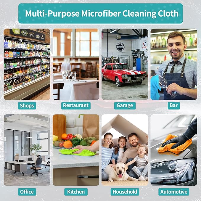 HOMERHYME Microfiber Cleaning Cloth, 12 Pack Cleaning Rags, 12" x 12" Microfiber Towel, Lint Free Non-Abrasive Dusting Cloth, Microfiber Towels for Cars Kitchen Garage House Office