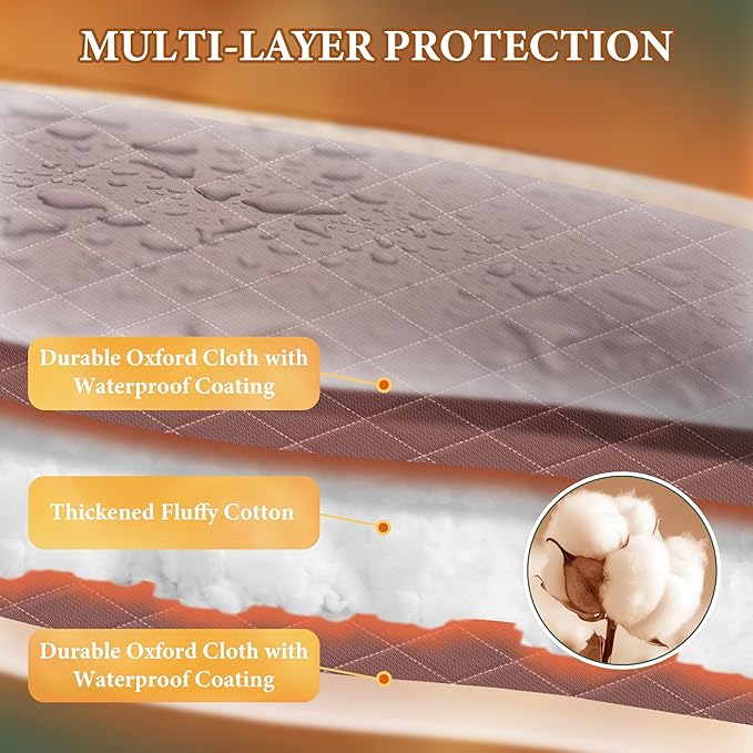 Magnetic Thermal Insulated Door Curtain, Fits 36'' x 80'' Doors(Curtain Size 38'' x 82''), Weatherproof Oxford with Cotton-Fill Insulation Door Cover for Winter, Keep Warm, Brown