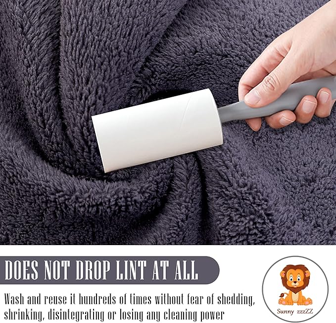 Sunny zzzZZ 24 Pack Kitchen Dishcloths - Does Not Shed Fluff - Reusable Dish Towels, Dish Cloths, Super Absorbent Coral Fleece Cleaning Cloths, Nonstick Oil Washable Fast Drying, 10 x 10 Inch (Grey)