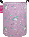 Laundry Hamper Large Canvas Fabric Lightweight Storage Basket/Toy Organizer/Dirty Clothes Collapsible Waterproof for College Dorms, Boys and Girls Bedroom,Bathroom(Unicorn)