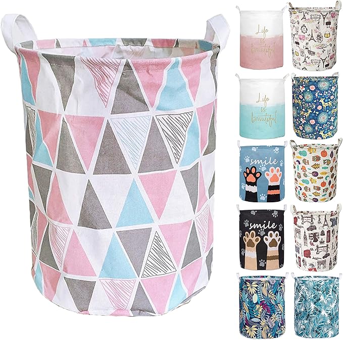Merdes 19.7’’ Waterproof Foldable Laundry Hamper, Dirty Clothes Laundry Basket, Linen Bin Storage Organizer for Toy Collection (Triangle)