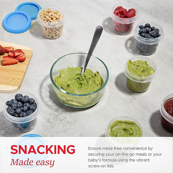 Tafura 4 Oz. Small Containers with Lids [12 Pack] Snack Containers with Twist Top Lids | Condiment Storage for Puree, Snacks, and More | Reusable Small Plastic Food Storage, BPA Free