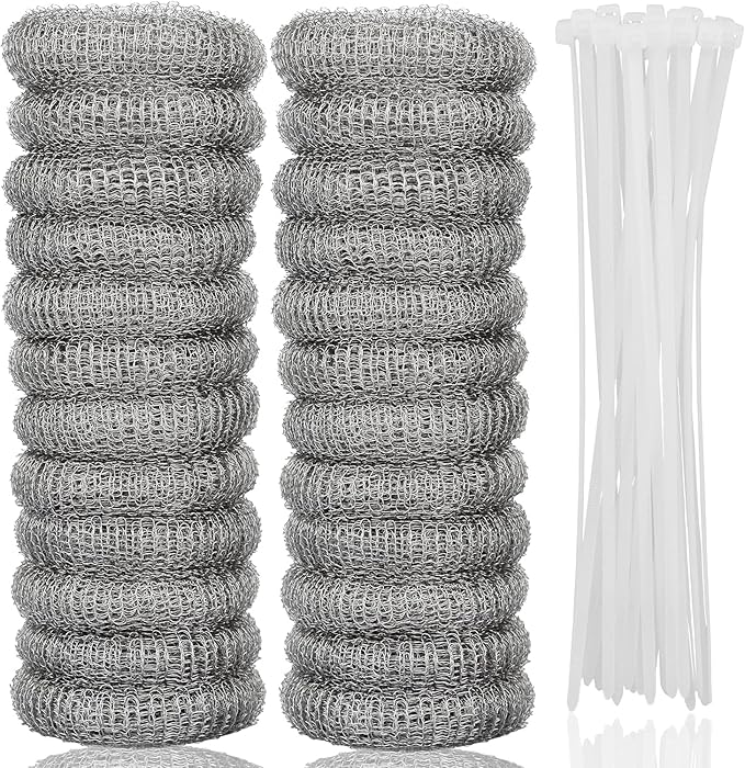 24 PCS Lint Traps LVYOUIF Stainless Steel Washing Machine Lint Snare Traps, Washer Hose Lint Traps with 24 PCS Cable Ties, Laundry Mesh Washer Sink Drain Hose Screen Filter
