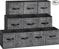 SONGMICS Storage Cubes, 10.2 x 10.2 x 11 Inches Non-Woven Fabric Bins with Double Handles, Set of 10, Closet Organizers for Shelves, Foldable, for Clothes, Ink Black UROB126B01