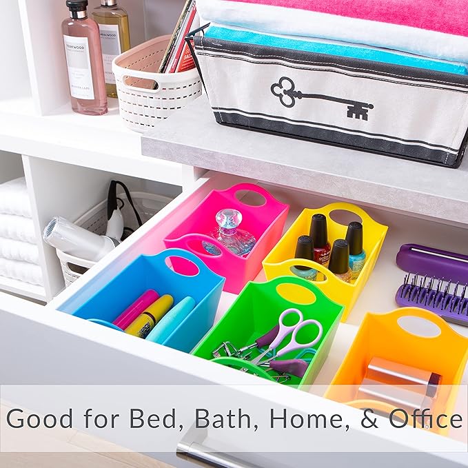 Simplify Neon, 5 Pack, Mini Storage Containers, Bins, Drawer, Office Organization, Good for Toys, Hair Accessories, Bobby Pins, Q-Tips, Small Items