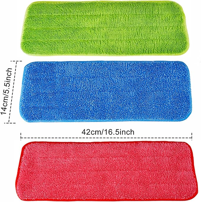 Shappy 3 Pack Reveal Mop Pads Head Replacement Spray Pads Microfiber Cleaning Pads for Wet Dry Mops Flat Replacement Heads for Floor Cleaning 16.5 x 5.5 Inch