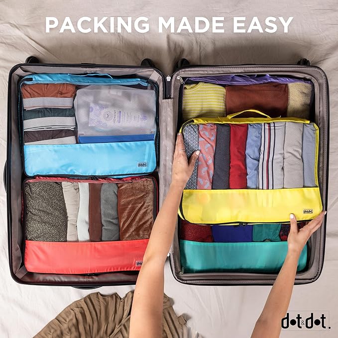 Dot&Dot 5 Pcs Large Compression Packing Cubes for Travel - Carry on Suitcase Organizer Bags for Luggage