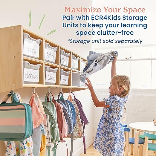 ECR4Kids Scoop Front Storage Bins, Multipurpose Organization, Clear, 10-Piece