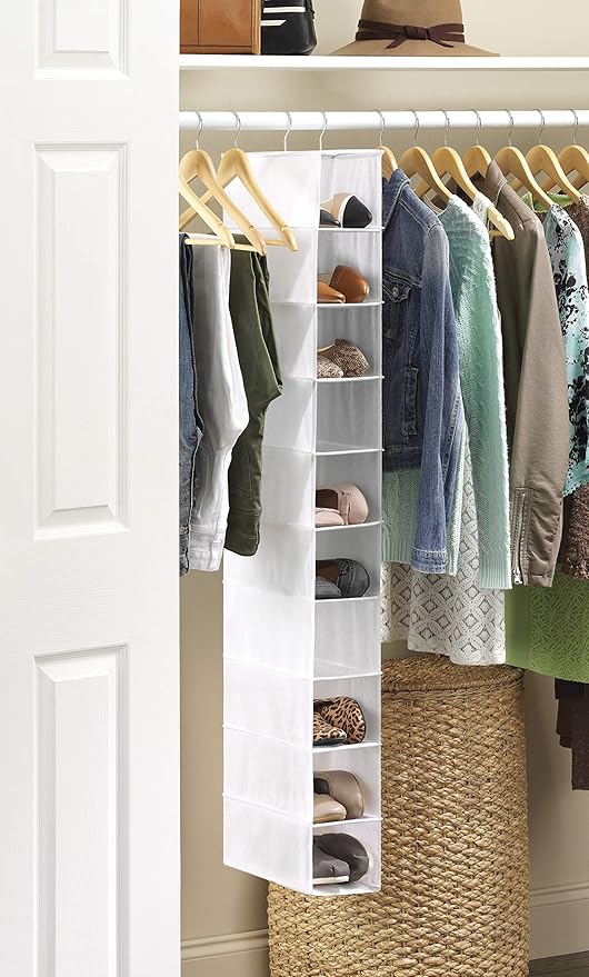 Whitmor Hanging Shoe Shelves 10 Section White