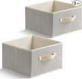 11 inch Storage Baskets, Woven Fabric Bins, Storage Cubes with Reinforced Handles, Organizer Bins for Closet Shelves, Foldable, for Clothes (Beige, 2PCS/11*11*7.8inch)